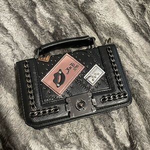 Faux leather mini patch purse